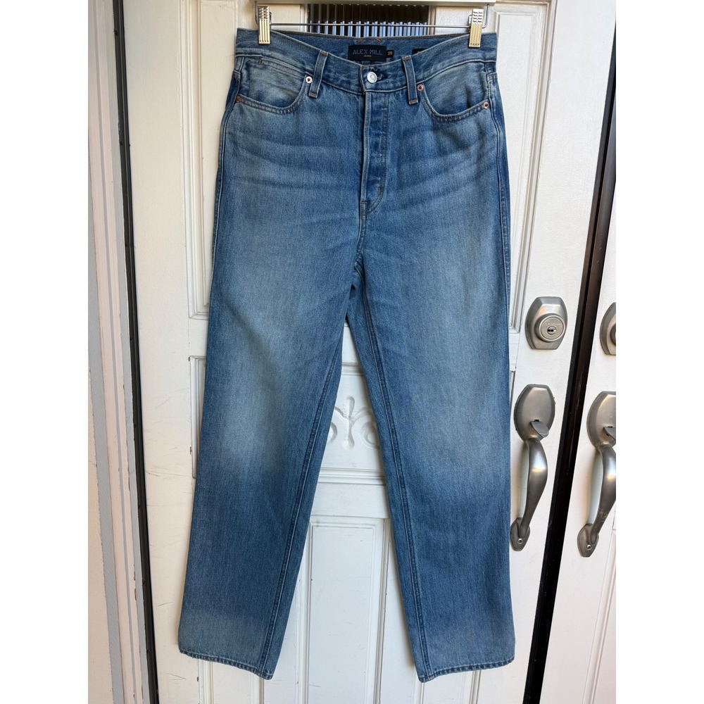 Alex Mill Carla High Rise Straight Leg Jeans Vintage Light Indigo 100% Cotton 28
